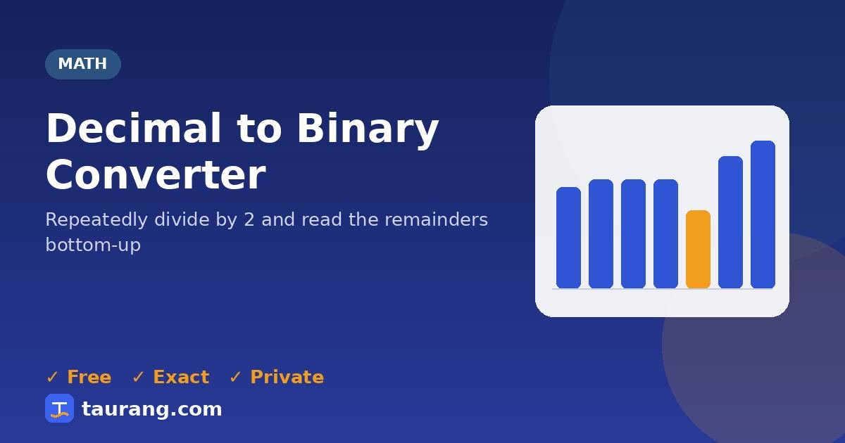 Decimal to Binary Converter – free online math tool illustration