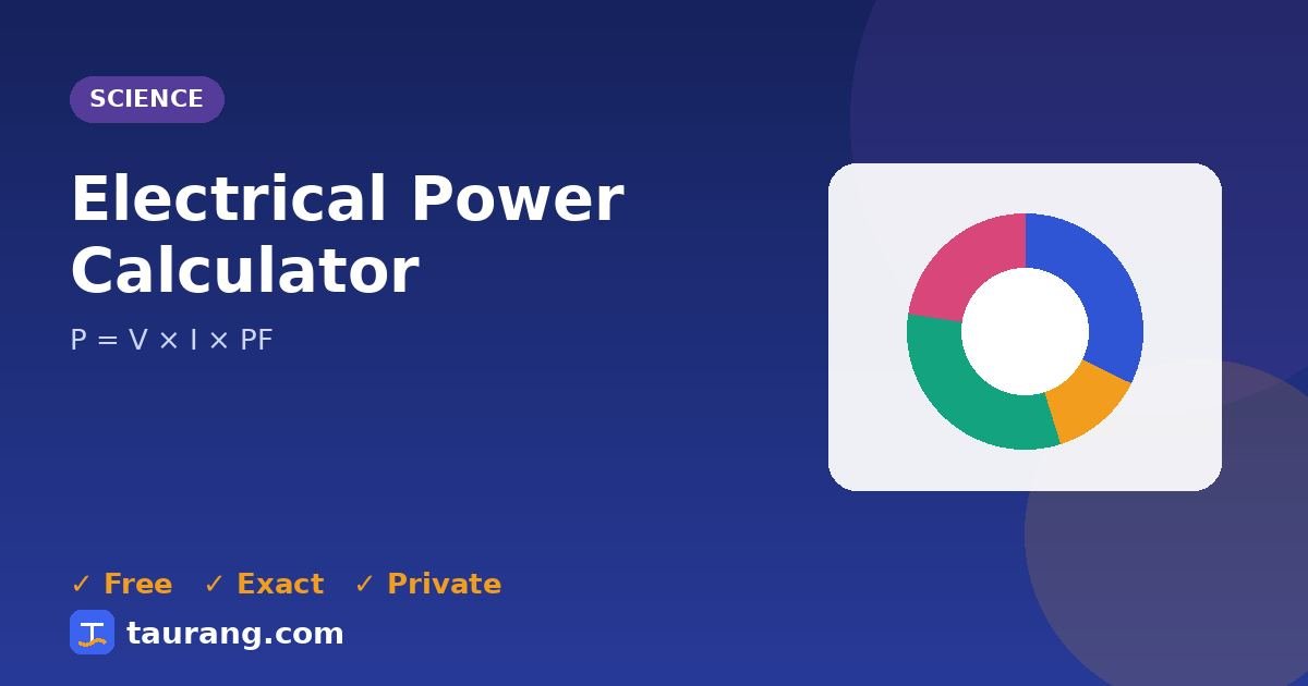 Electrical Power Calculator – free online science tool illustration