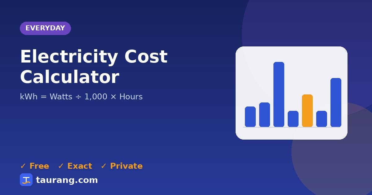 Electricity Cost Calculator – free online everyday tool illustration