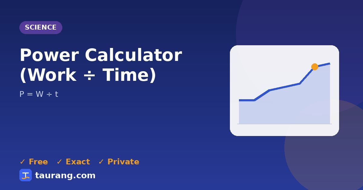 Power Calculator (Work ÷ Time) – free online science tool illustration