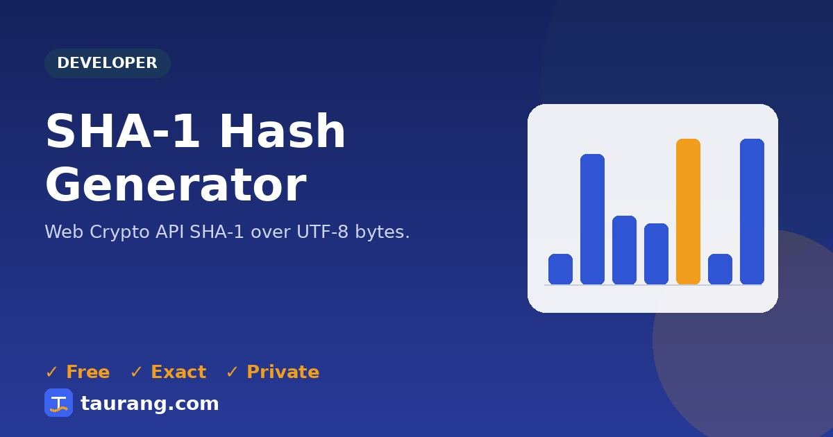 SHA-1 Hash Generator – free online developer tool illustration